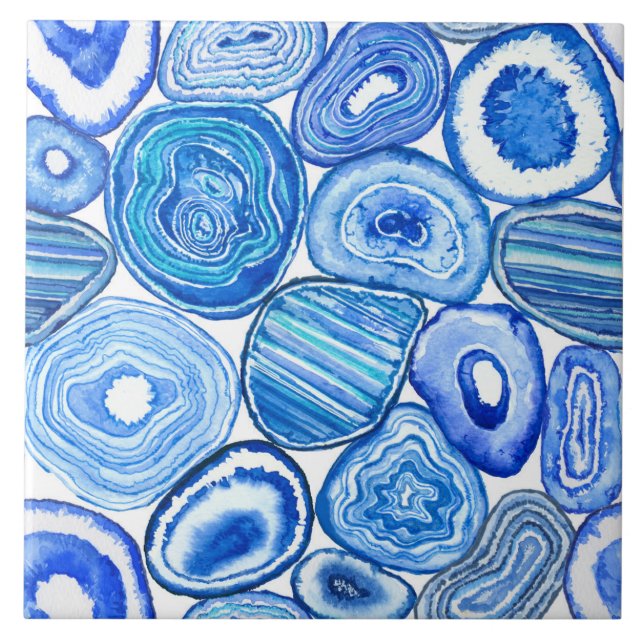 Blue agate slices tile (Front)