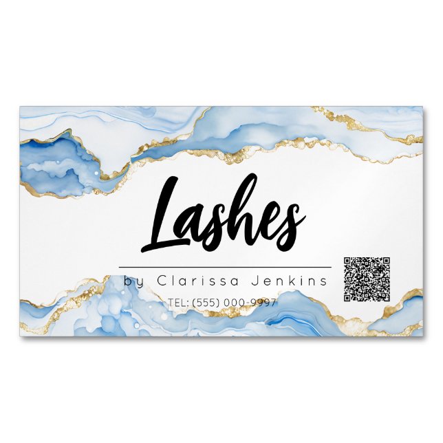 blue agate Trendy Modern Lash Extensions Beauty Business Card Magnet (Front)