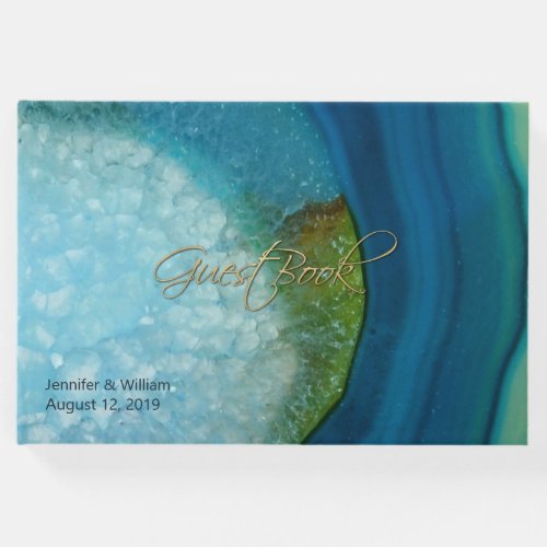 Blue Agate Wedding Guest Book