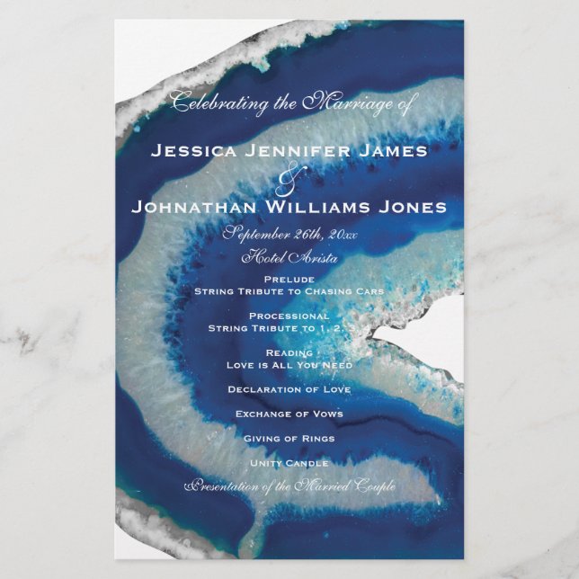 Blue Agate Wedding Programs (Front)