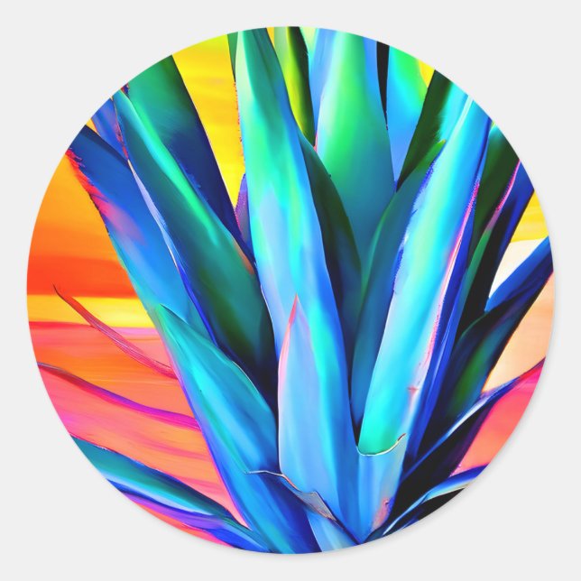 Blue Agave plant  Classic Round Sticker (Front)