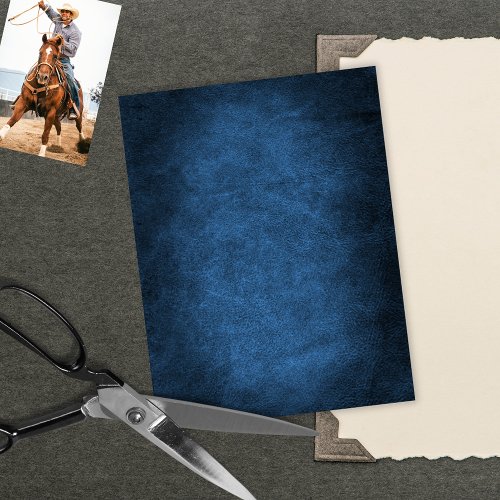 Blue Aged Rustic Faux Leather Scrapbook Cardstock