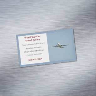 Blue Agent Airplane Travel Agency  Business Card Magnet