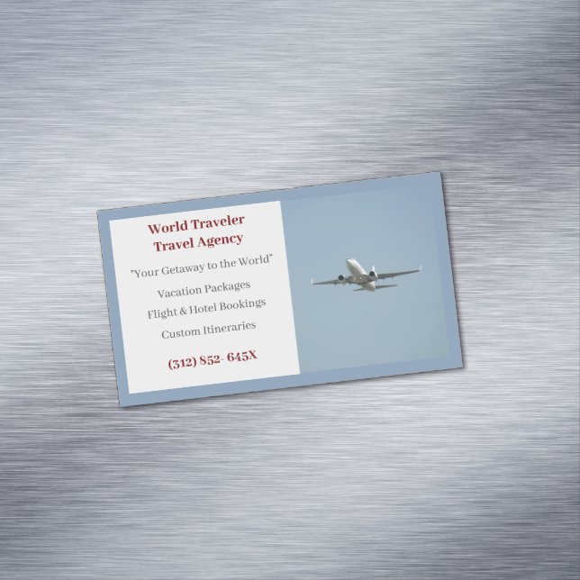 Blue Agent Airplane Travel Agency  Business Card Magnet (In Situ)