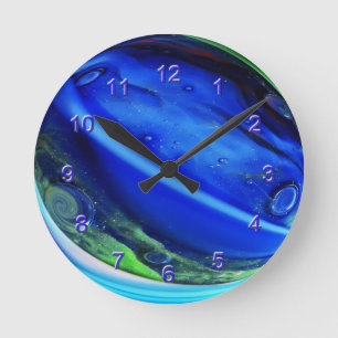 Blue Aggie Marble Wall Clock