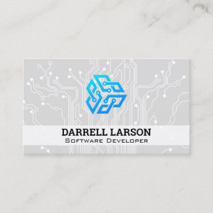 Blue Ai Tech Logo   Motherboard Background Business Card