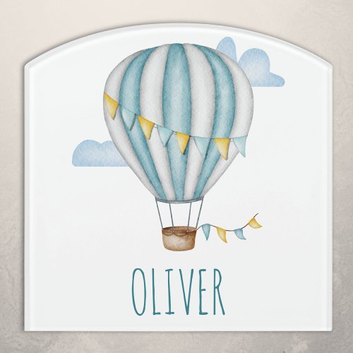 Blue Air Balloon Watercolor Door Sign