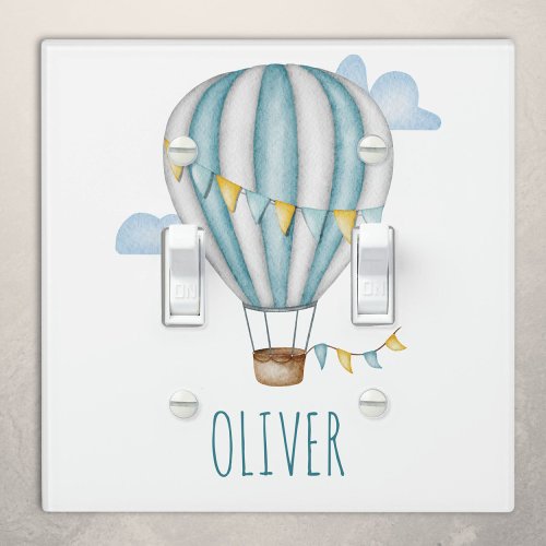 Blue Air Balloon Watercolor Light Switch Cover