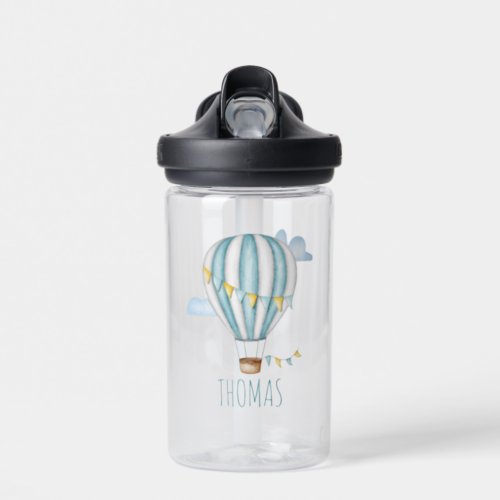 Blue Air Balloon Watercolor Water Bottle