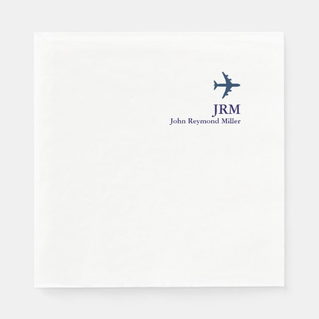 Blue Airplane Aircraft Jet Airline Pilot Party Napkins (Front)