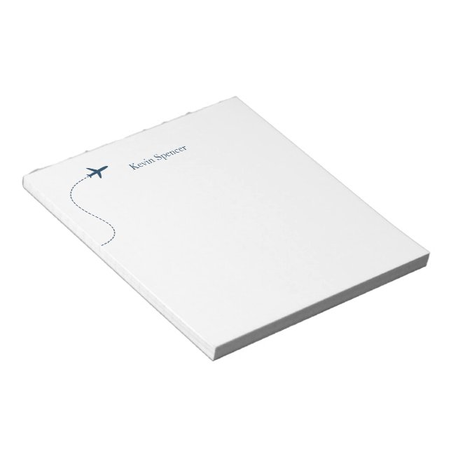 Blue Airplane and Name Notepad (Angled)