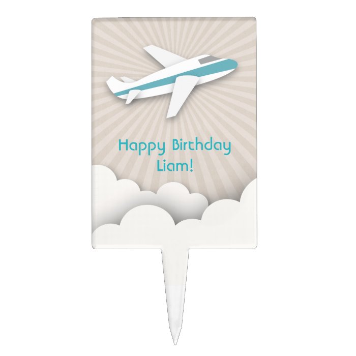 Blue Airplane Birthday Cake Pick