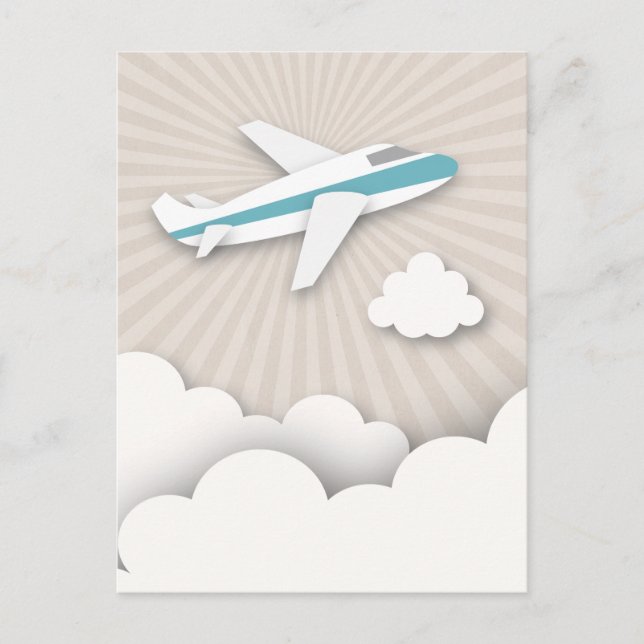 Blue Airplane Birthday Party Postcard (Front)