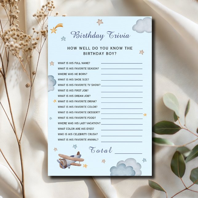 Blue Airplane Birthday Trivia Party Game (Creator Uploaded)