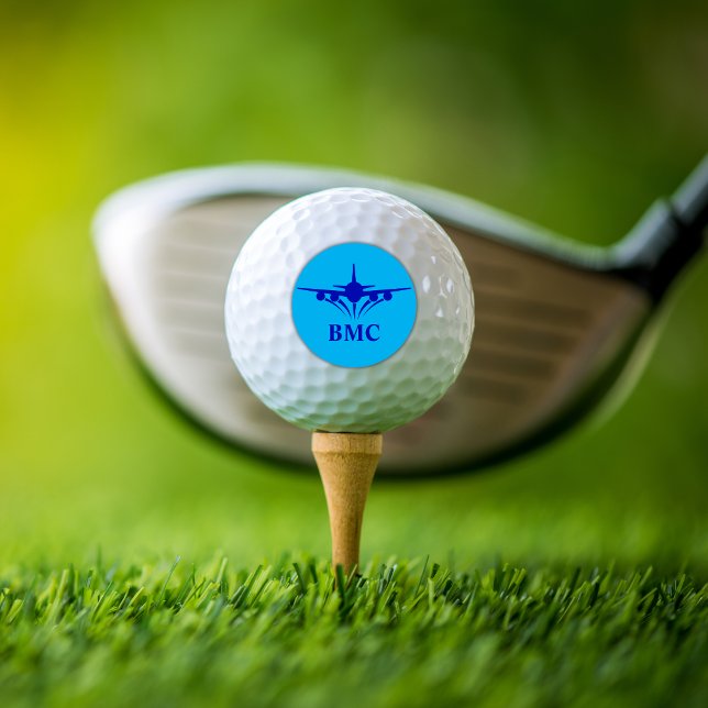 Blue Airplane Custom Monogram Pilot Gift   Golf Balls (Creator Uploaded)