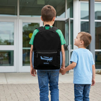 Blue Airplane for Boy School Aviation Custom Printed Backpack