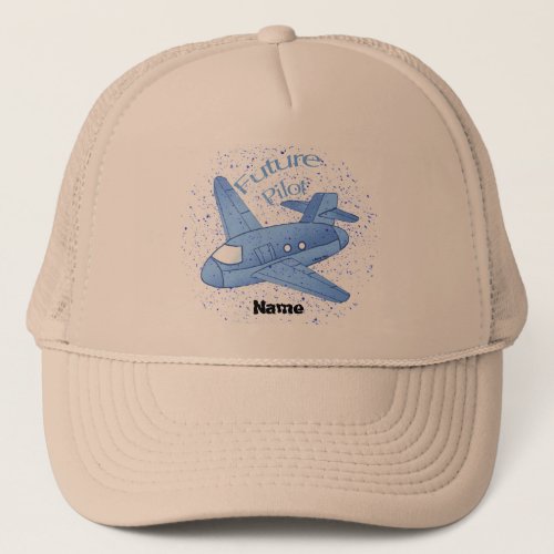 Blue Airplane Future Pilot custom name hat