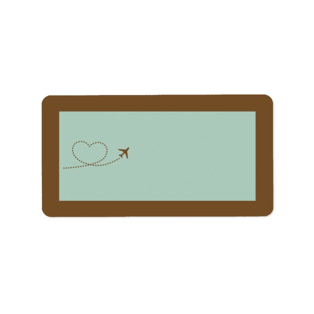 Blue Airplane Heart Wedding Mailing Address Label (Front)