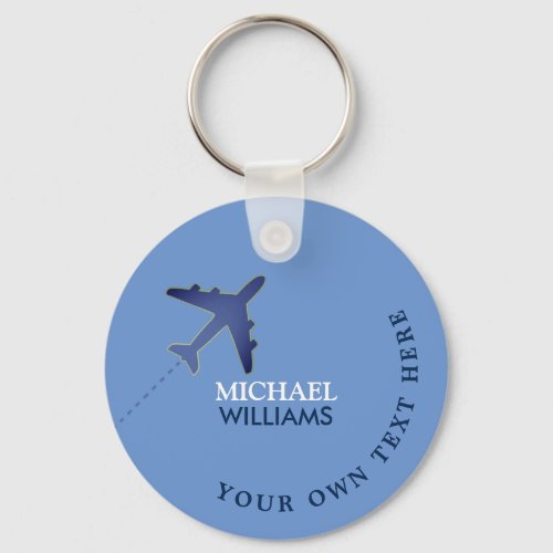 Blue Airplane Keychain with His Name