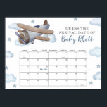 Blue Airplane Shower Guess Baby Due Date Calendar Poster<br><div class="desc">Blue Airplane Baby Shower Guess Baby Due Date Calendar Poster.</div>
