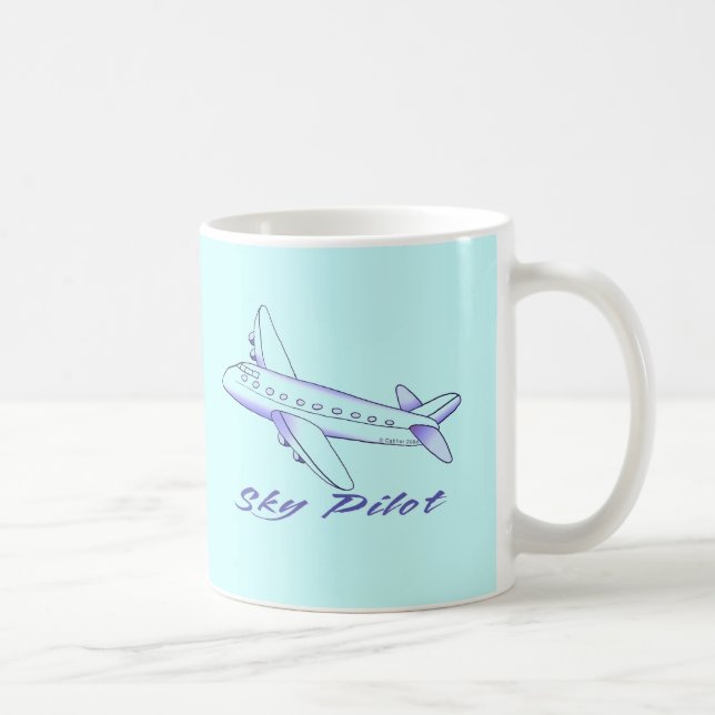 Blue Airplane Sky Pilot Coffee Mug (Right)