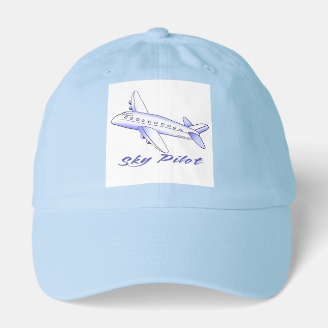 Blue Airplane Sky Pilot Hat (Front)