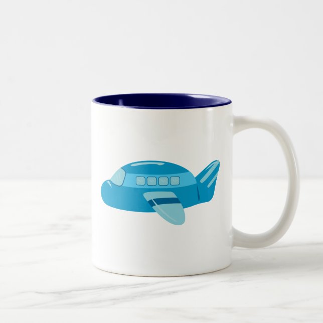 Blue Airplane Two-Tone Coffee Mug (Right)