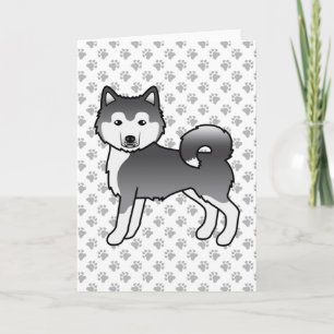Blue Alaskan Malamute Cute Cartoon Dog Card