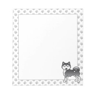 Blue Alaskan Malamute Cute Cartoon Dog Notepad