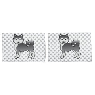 Blue Alaskan Malamute Cute Cartoon Dog Pillow Case