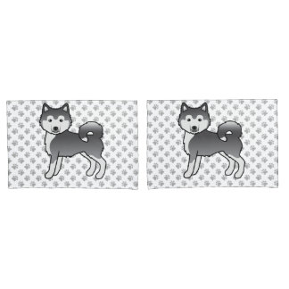 Blue Alaskan Malamute Cute Cartoon Dog Pillow Case