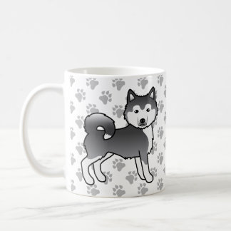 Blue Alaskan Malamute Cute Dog &amp; Paws Coffee Mug