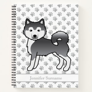 Blue Alaskan Malamute Dog &amp; Custom Text Notebook