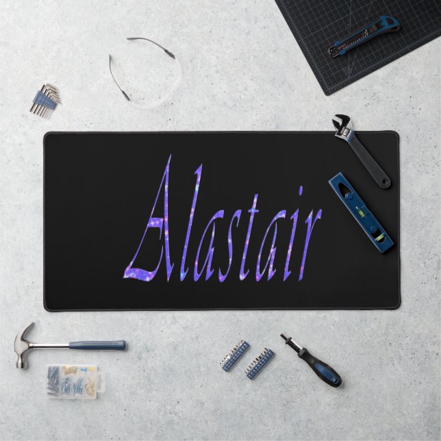 Blue Alastair Name, Desk Mat (Workstation)