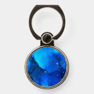 Blue Alcohol Ink Abstract Phone Ring Stand