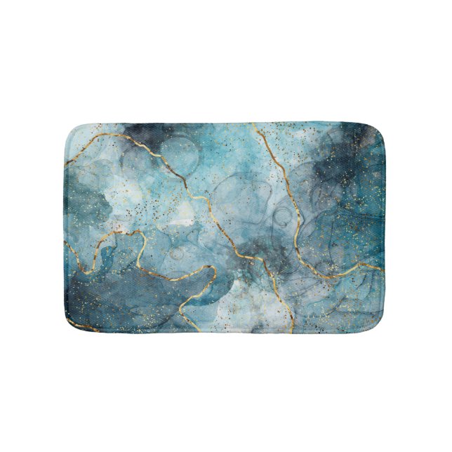 Blue alcohol ink  bath mat (Front)
