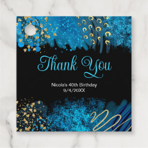 Blue Alcohol Ink Birthday Party Favor Tags