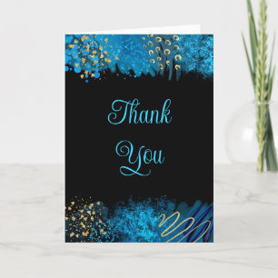 Blue Alcohol Ink Birthday Thank You Card