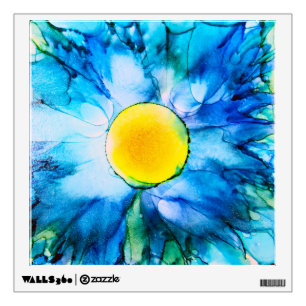 Blue Alcohol Ink Flower Wall Decal