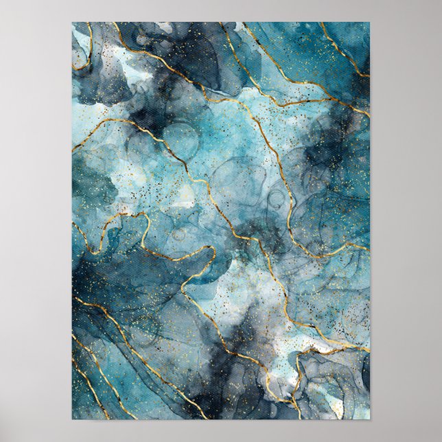 Blue alcohol ink poster (Front)