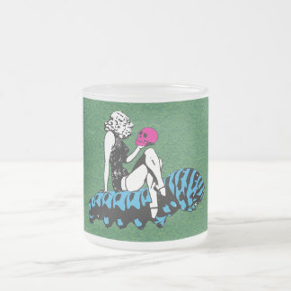 Blue Alice and the caterpillar Frosted Glass Coffee Mug