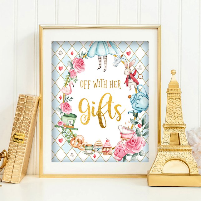 Blue Alice in Wonderland OFF WITH HER GIFTS Sign (Creator Uploaded)