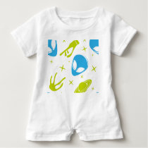 Blue Alien Baby Romper