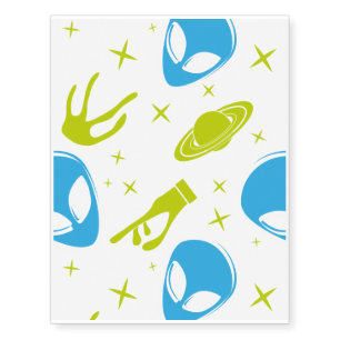 Blue Alien Temporary Tattoos