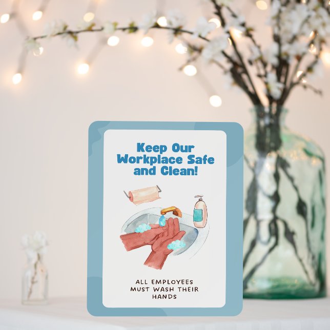 Blue All Employees Must Wash Hands 2 Foam Board (In Situ (Wedding))