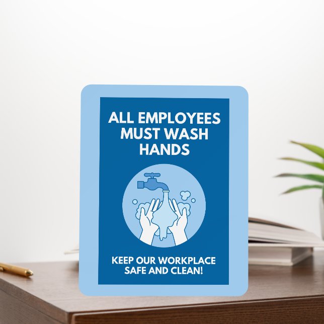 Blue All Employees Must Wash Hands Foam Board (In Situ (Office))