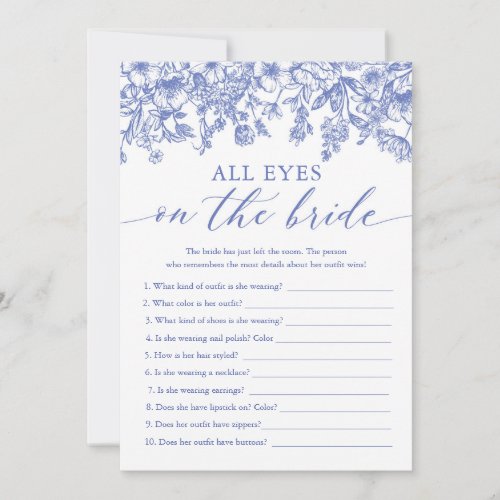 Blue All Eyes On The Bride Bridal Shower Game  Invitation