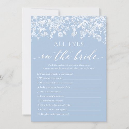Blue All Eyes On The Bride Bridal Shower Game  Invitation