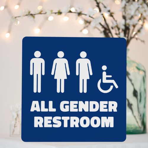 Blue All Gender Restroom Sign
