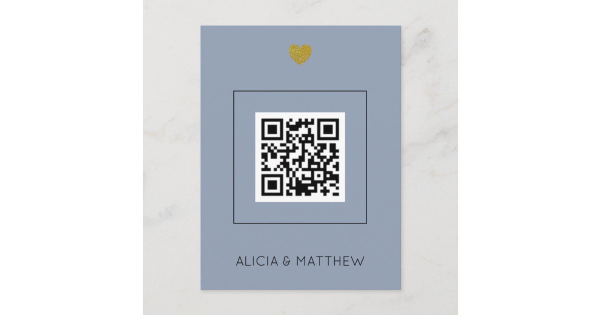 Blue All in One Wedding Invitation with QR Code Postcard Zazzle